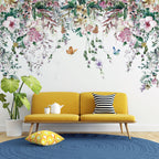 Hanging Vines Butterfly Wallpaper : Pastel Floral Garland Mural - View 5