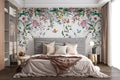 Hanging Vines Butterfly Wallpaper : Pastel Floral Garland Mural