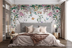Hanging Vines Butterfly Wallpaper : Pastel Floral Garland Mural