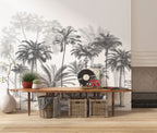 Black White Palm Tree Wallpaper : Sketch Tropical Grove Mural - View 2