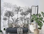 Black White Palm Tree Wallpaper : Sketch Tropical Grove Mural - View 3