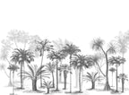 Black White Palm Tree Wallpaper : Sketch Tropical Grove Mural - flat design
