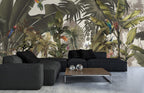Jungle Parrots Wallpaper : Lush Tropical Forest Mural - View 3