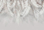 White Hanging Palm Wallpaper : Soft Feather Leaf Mural - flat design