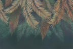 Teal Palm Wallpaper : Hanging Fronds on Dark Green Mural - View 2