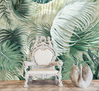 Windswept Palm Leaf Wallpaper : Green Tropical Mural - View 2