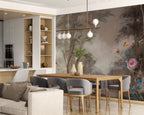 Vintage Jungle Cockatoo Wallpaper : Distressed Forest Animals Mural - View 2