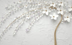 White Blossom Branch Wallpaper : 3D Plaster Flowers Mural - flat design