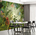 Vibrant Rainforest Wallpaper : Tropical Garden Animals Mural - View 2