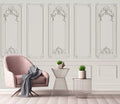 White Wall Molding Wallpaper : 3D Classic Panel Mural