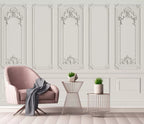White Wall Molding Wallpaper : 3D Classic Panel Mural