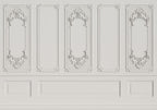 White Wall Molding Wallpaper : 3D Classic Panel Mural - flat design
