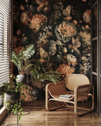 Dark Peony Butterfly Wallpaper : Moody Floral Pattern - View 3