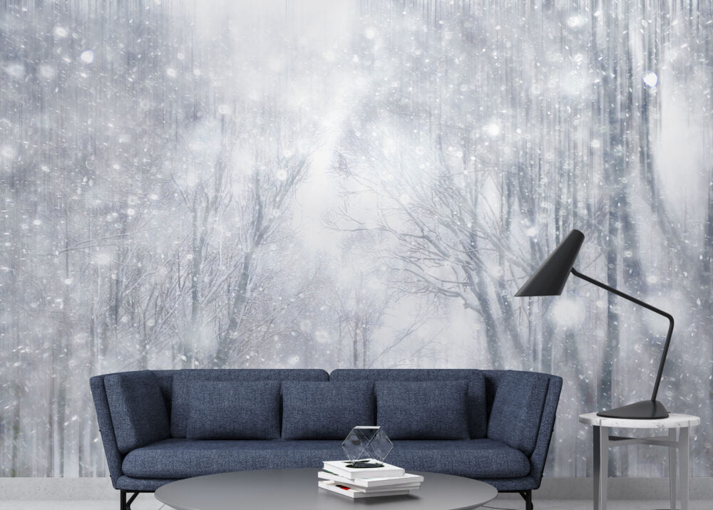 Snowy Forest Wallpaper : Winter Woodland Mural - View 4