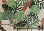 Green Leaf Wallpaper : Modern Botanical Shapes Pattern - View 3