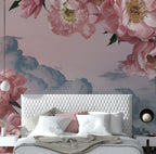 Pink Rose Clouds Wallpaper : Floral Sky Mural - View 4