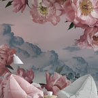 Pink Rose Clouds Wallpaper : Floral Sky Mural - View 3