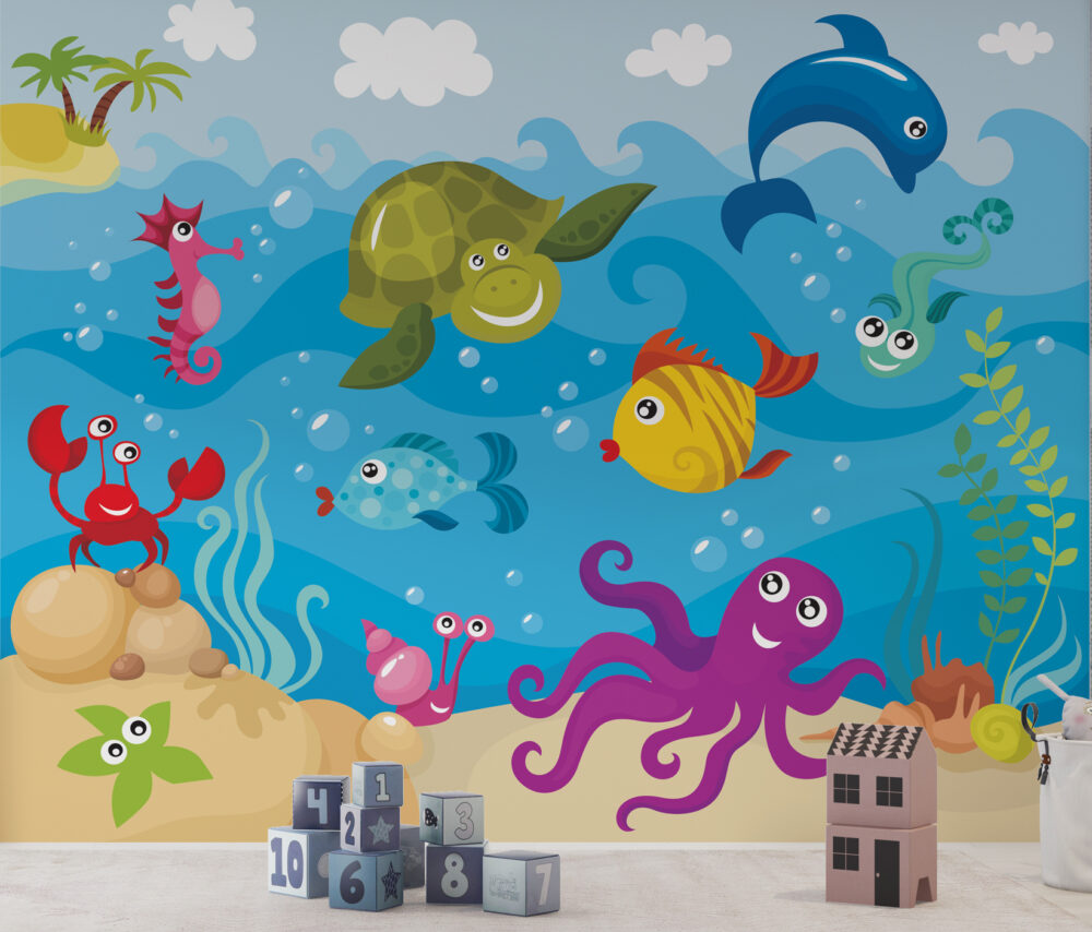 Underwater Fish Wallpaper : Kids Aquarium Ocean Mural - View 4