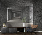 Stone Corridor Wallpaper : 3D Perspective Tunnel Mural - View 4