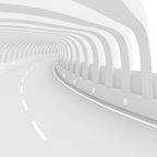 3D Road Tunnel Wallpaper : White Perspective Illusion Mural - flat design