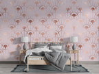 Pink Art Deco Wallpaper : Rose Gold Fan Geometric Pattern - View 3