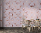 Pink Art Deco Wallpaper : Rose Gold Fan Geometric Pattern - View 4