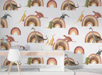 Dinosaur Rainbow Wallpaper : Kids Boho Pattern - View 3