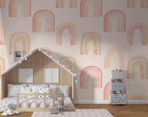 Watercolor Rainbow Wallpaper : Soft Pastel Nursery Pattern