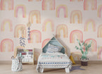 Watercolor Rainbow Wallpaper : Soft Pastel Nursery Pattern - View 3