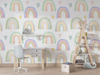 Rainbow Hearts Wallpaper : Pastel Kids Pattern - View 3