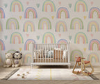 Rainbow Hearts Wallpaper : Pastel Kids Pattern - View 4