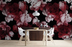 Crimson Peony Wallpaper : Dark Red Floral Mural - View 3