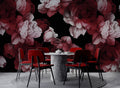 Crimson Peony Wallpaper : Dark Red Floral Mural