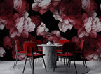 Crimson Peony Wallpaper : Dark Red Floral Mural