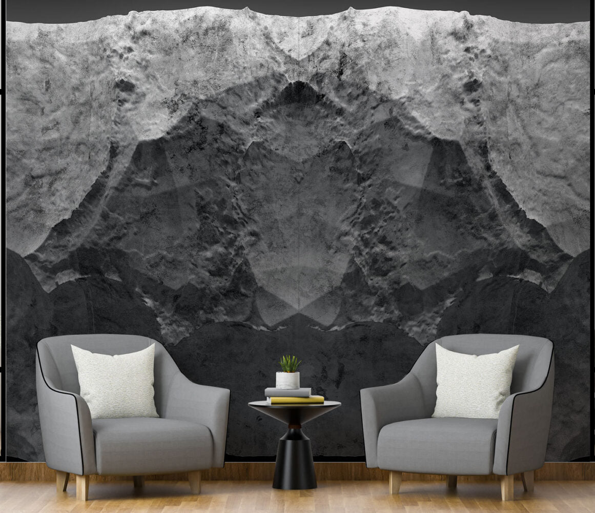 Dark Concrete Wallpaper : 3D Stone Cave Mural
