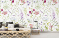 Meadow Floral Wallpaper : Soft Watercolor Wild Bloom Pattern