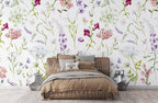 Meadow Floral Wallpaper : Soft Watercolor Wild Bloom Pattern - View 3