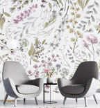 Watercolor Herb Wallpaper : Soft Lavender Botanical Pattern - View 3
