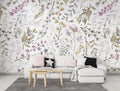 Watercolor Herb Wallpaper : Soft Lavender Botanical Pattern