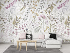 Watercolor Herb Wallpaper : Soft Lavender Botanical Pattern