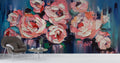 Oil Painted Rose Wallpaper : Impasto Coral Floral Mural
