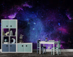 Galaxy Wallpaper : Blue and Purple Starry Nebula Mural - View 3