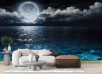 Full Moon Ocean Wallpaper : Moonlit Sea Mural - View 4