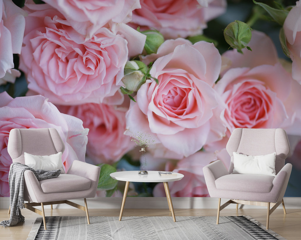 Pink Rose Wallpaper : 3D Realistic Rose Bouquet Mural