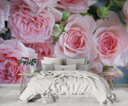 Pink Rose Wallpaper : 3D Realistic Rose Bouquet Mural - View 3