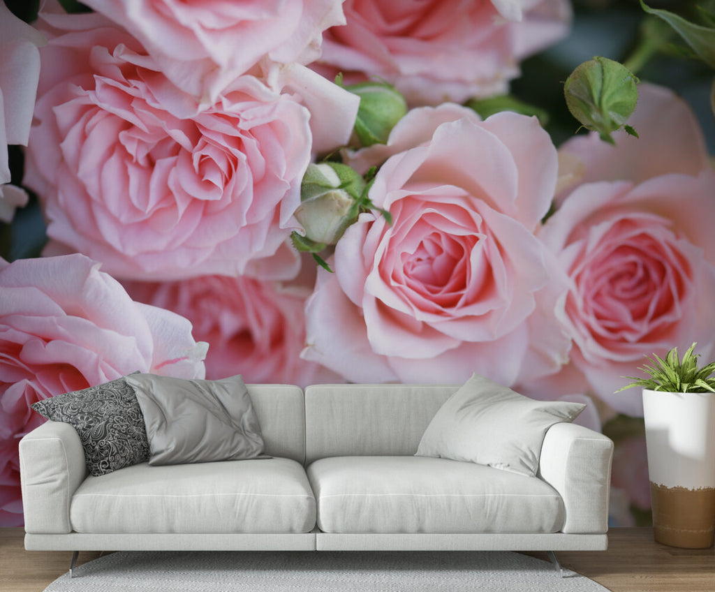 Pink Rose Wallpaper : 3D Realistic Rose Bouquet Mural - View 4