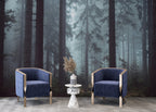 Dark Forest Wallpaper : Misty Pine Woods Mural - View 4