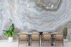 Gold White Marble Wallpaper : Soft Onyx Swirl Mural - View 3