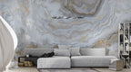 Gold White Marble Wallpaper : Soft Onyx Swirl Mural - View 4