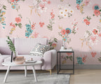 Pastel Floral Wallpaper : Soft Pink Ditsy Flowers Pattern - View 4